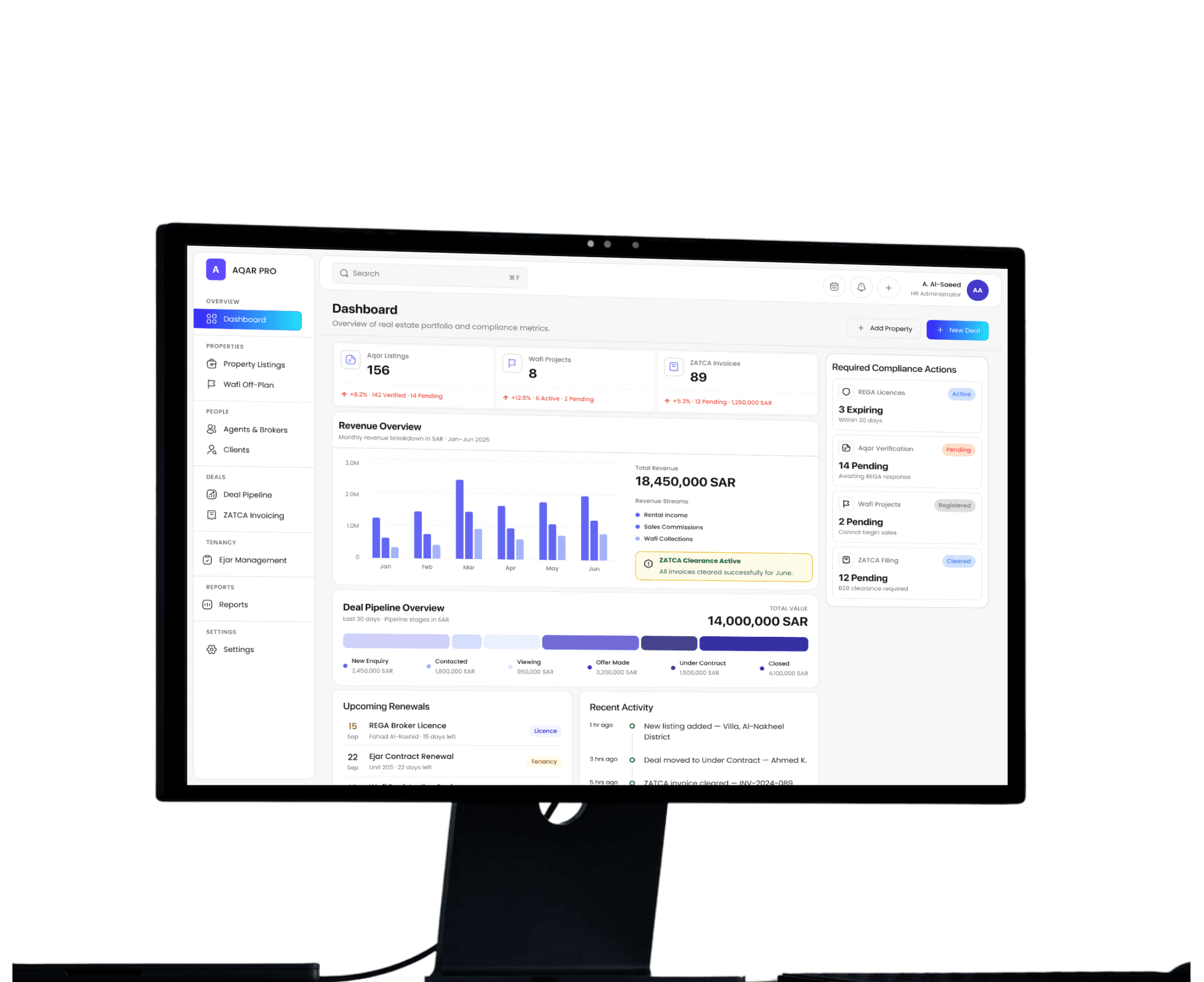 Aqar Pro CRM — Saudi Real Estate, Fully Compliant by Design preview